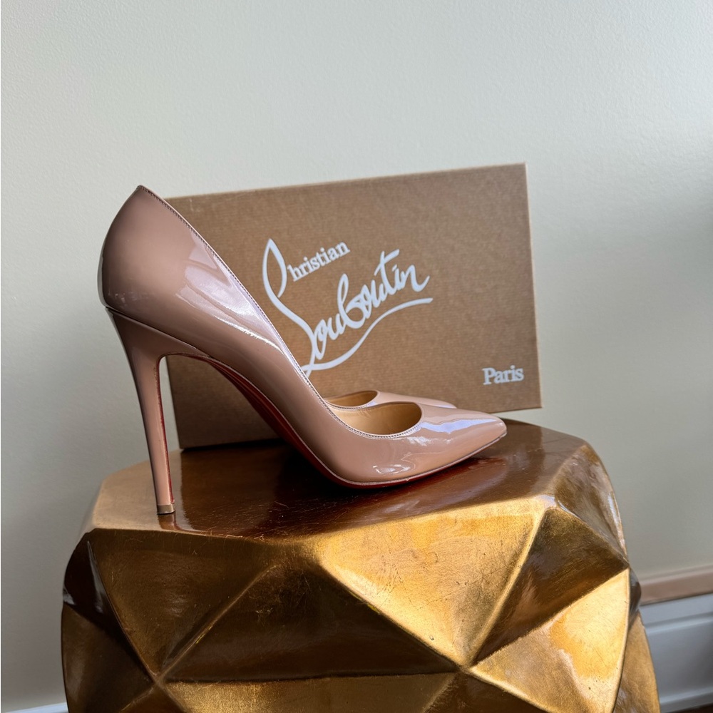 Christian Louboutin Pigalle 100 Patent Nude Shoes, Size 40 (US 9 - 9.5)